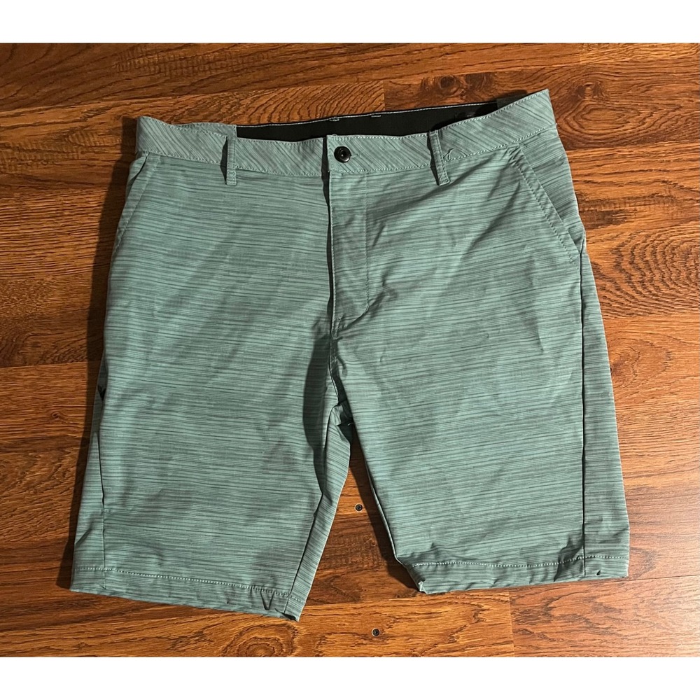Kenneth Cole New York Mens Stretch Hybrid Shorts Sage Green Space Dye Size 36